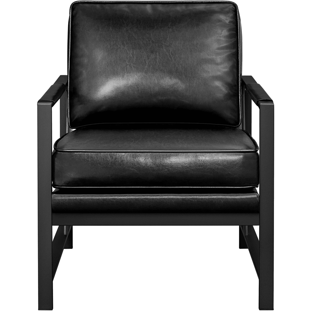 Renwick Mid-Century Modern Upholstered Faux Leather Slipper Chair, Black