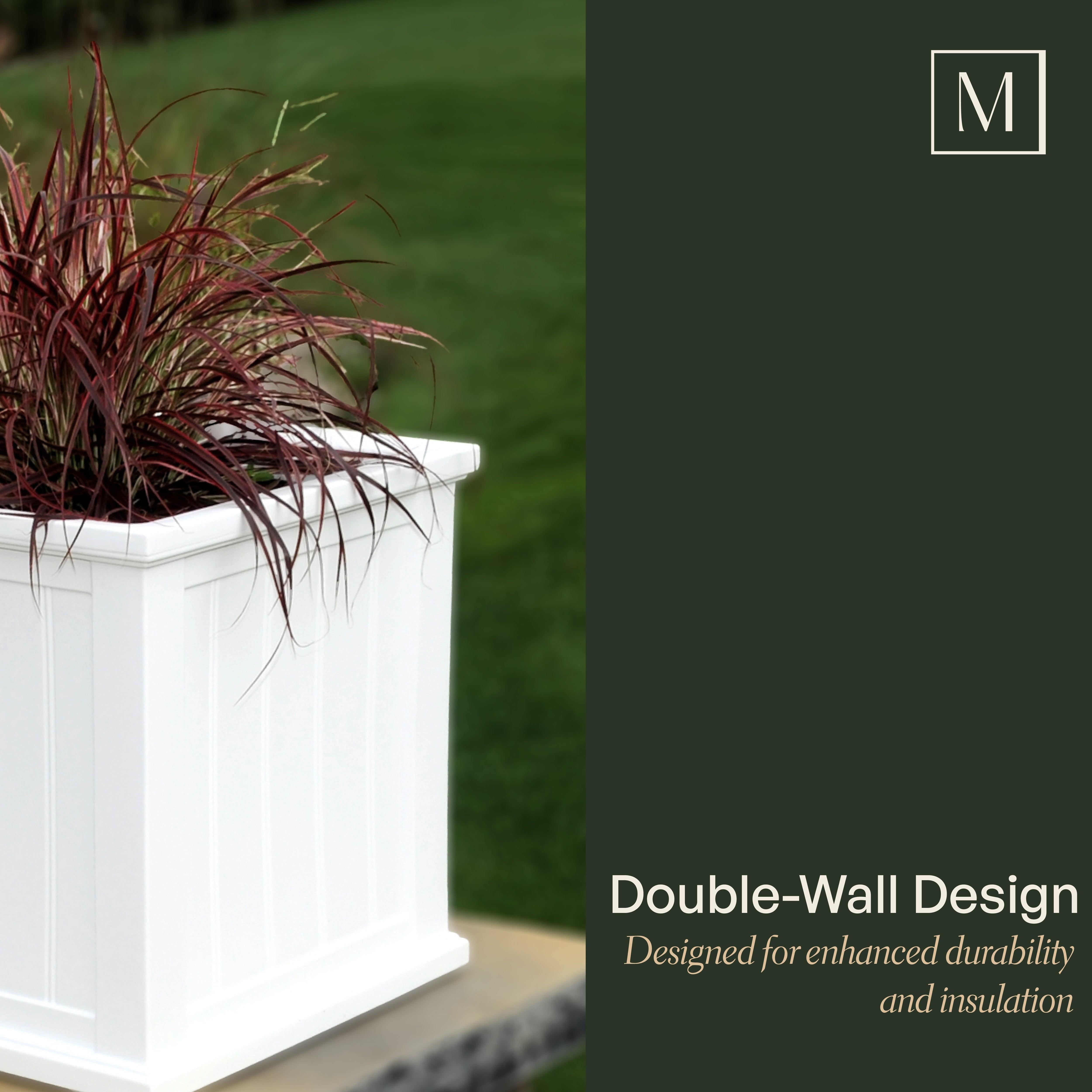 Cape Cod 20" x 20" x 20" Square White Self-Watering Plastic Planter