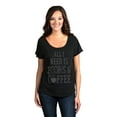 thumbnail image 2 of Books And Coffee Women's Fashion Slouchy Dolman T-Shirt Tee Heather Black 3X-Large, 2 of 3