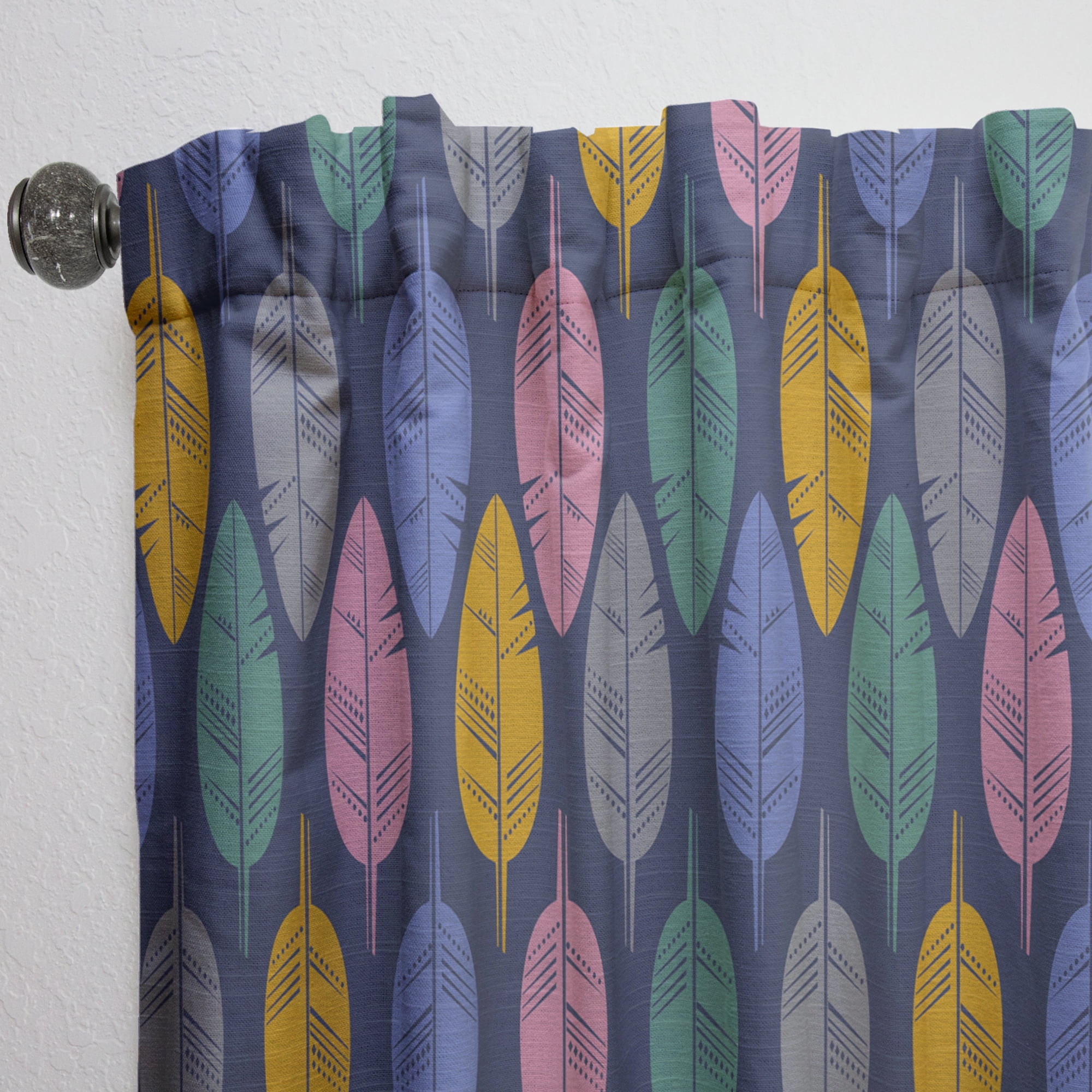 Designart 'Multicolored Feathers Pattern' Southwestern Curtain Panel