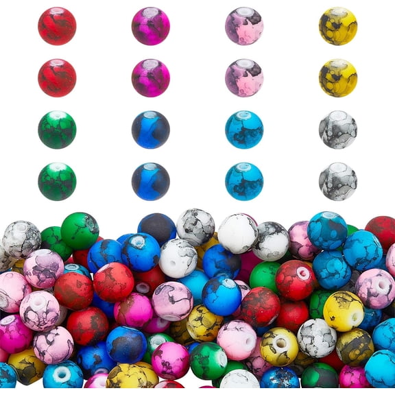 Baking Painted Glass Beads 8mm 240pcs 10 Color Glass Beads for Jewelry Making Adults Necklace Bracelet Earring Christmas Gifts Making Making DIY