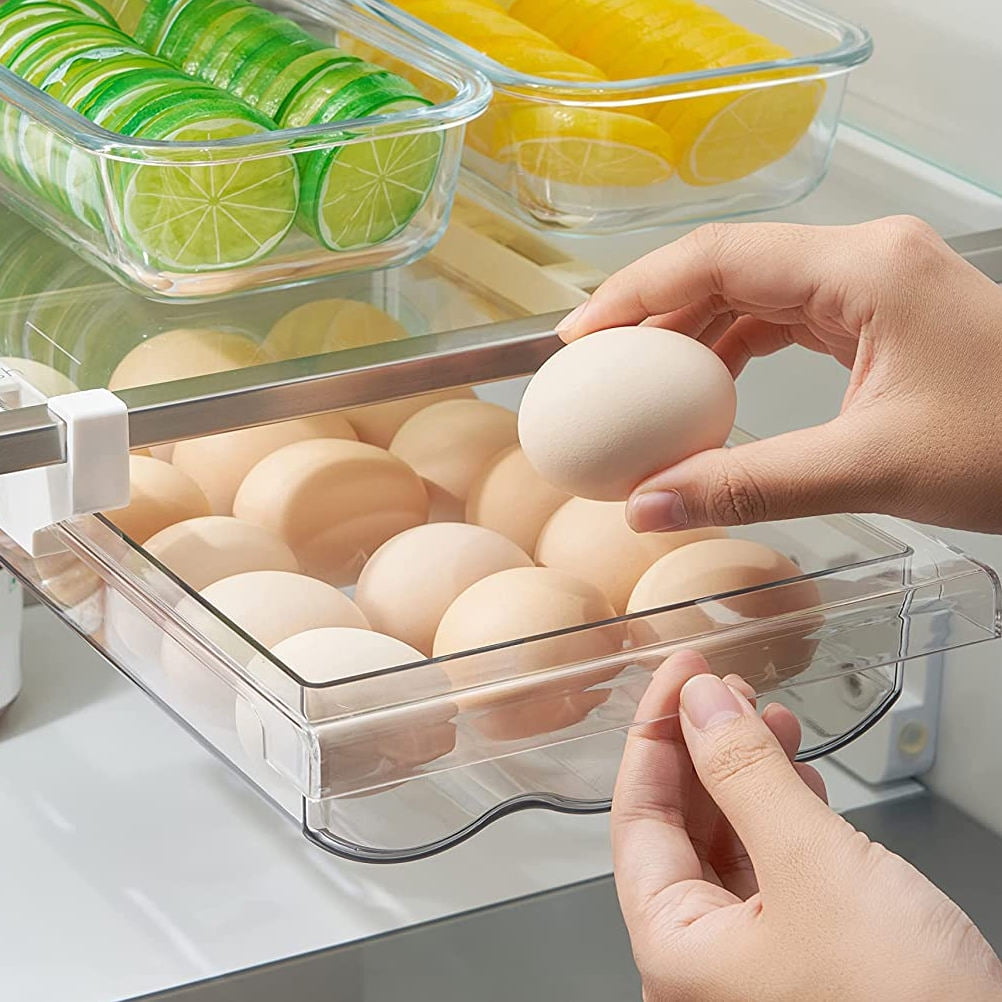 WHAMVOX Drawer Egg Holder Fridge Egg Organizer Egg Tray Egg Drawer Holder Refrigerator Egg Container