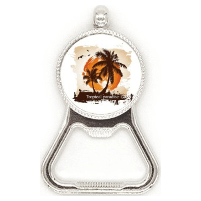Illustration de Motif Cocotier de Plage Ouvre-Bouteille en Métal en Acier Inoxydable