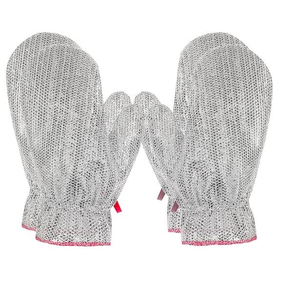 FELTECHELECTR Dishwashing Gloves Aluminum Foil Cloth PVC Steel Wire 4Pcs 9.3x6.7x0.6in