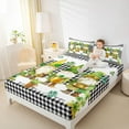 thumbnail image 4 of jejeloiu Cute Cartoon Gnome Queen Sheet Sets,St.Patrick Day Flat Sheet,White Black Checkered Queen Fitted Sheet For Boys Girls,Luxury Bedroom Decor,4pcs, 4 of 7
