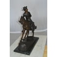 thumbnail image 5 of Nifao Remington Cowboy on marble Bronze Statue – Home Decor Sculpture, 24"L x 9"W x 23"H, 5 of 12