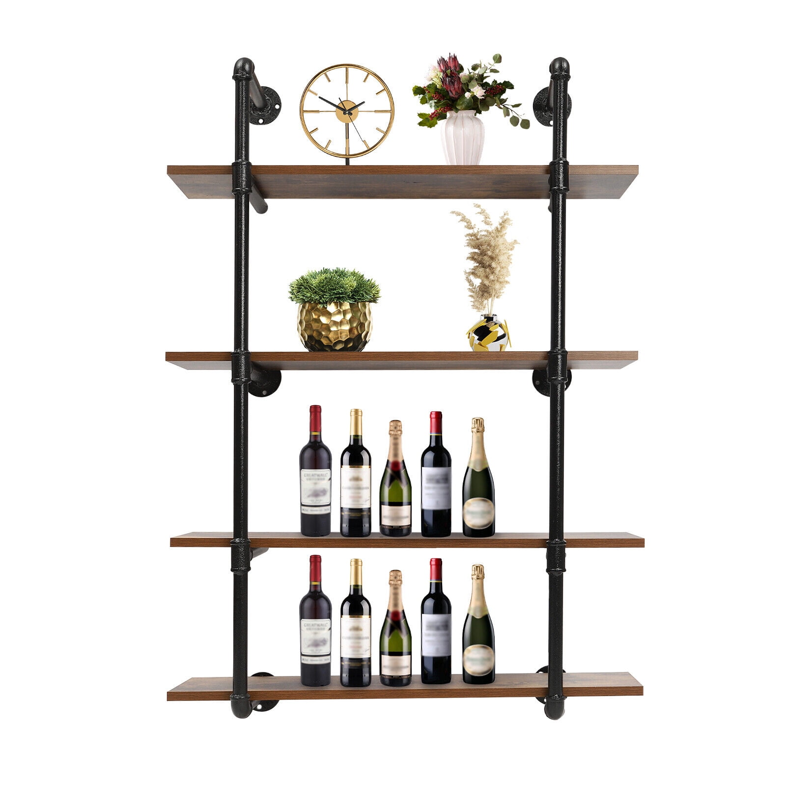 30"/36" Industrial Pipe Shelf Wall Mounted Shelving Hanging Floating Rustic Wood Shelf Wall Rack Storage Shelf
