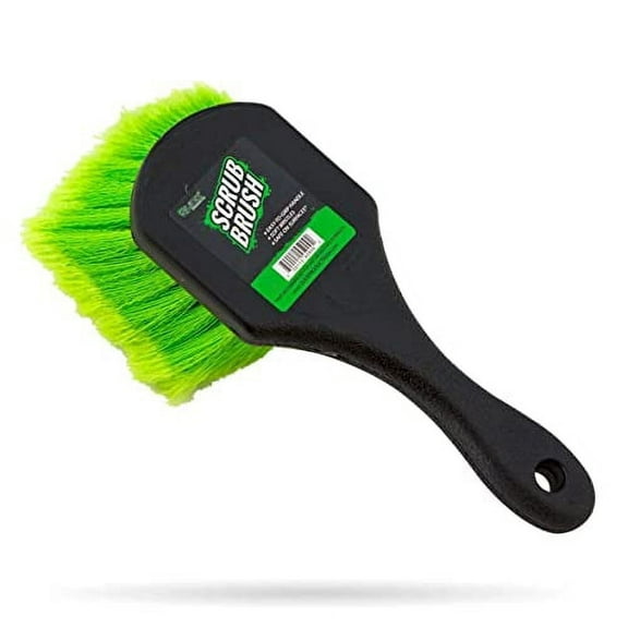 Slick Products Premium Short Handled Scrub Brush with Medium Soft Tip Bristles