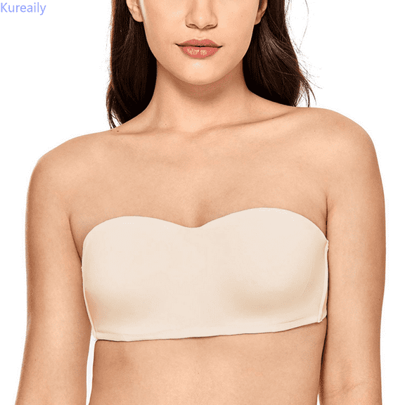 Kureaily Women's Bandeau Bra Strapless Padded Strapless Bra Push Up With Non Silicone Transparent Straps Women's Tube Top Bralette Without Underwire Womens Sports Bras