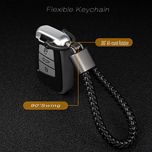 Feeke Car Key Fob Keychains Leather Weave Paracode Holder Keys Chain with Sturdy D-Ring for Men and Women 2 Pack Gift Box