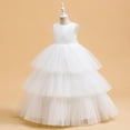 thumbnail image 4 of Pejock Girls Sleeveless Princess Pageant Dress - Puff Cake Skirt with Mesh Bow, Fashion Show Costume for Ages 7-14 Size 120-170, 4 of 9