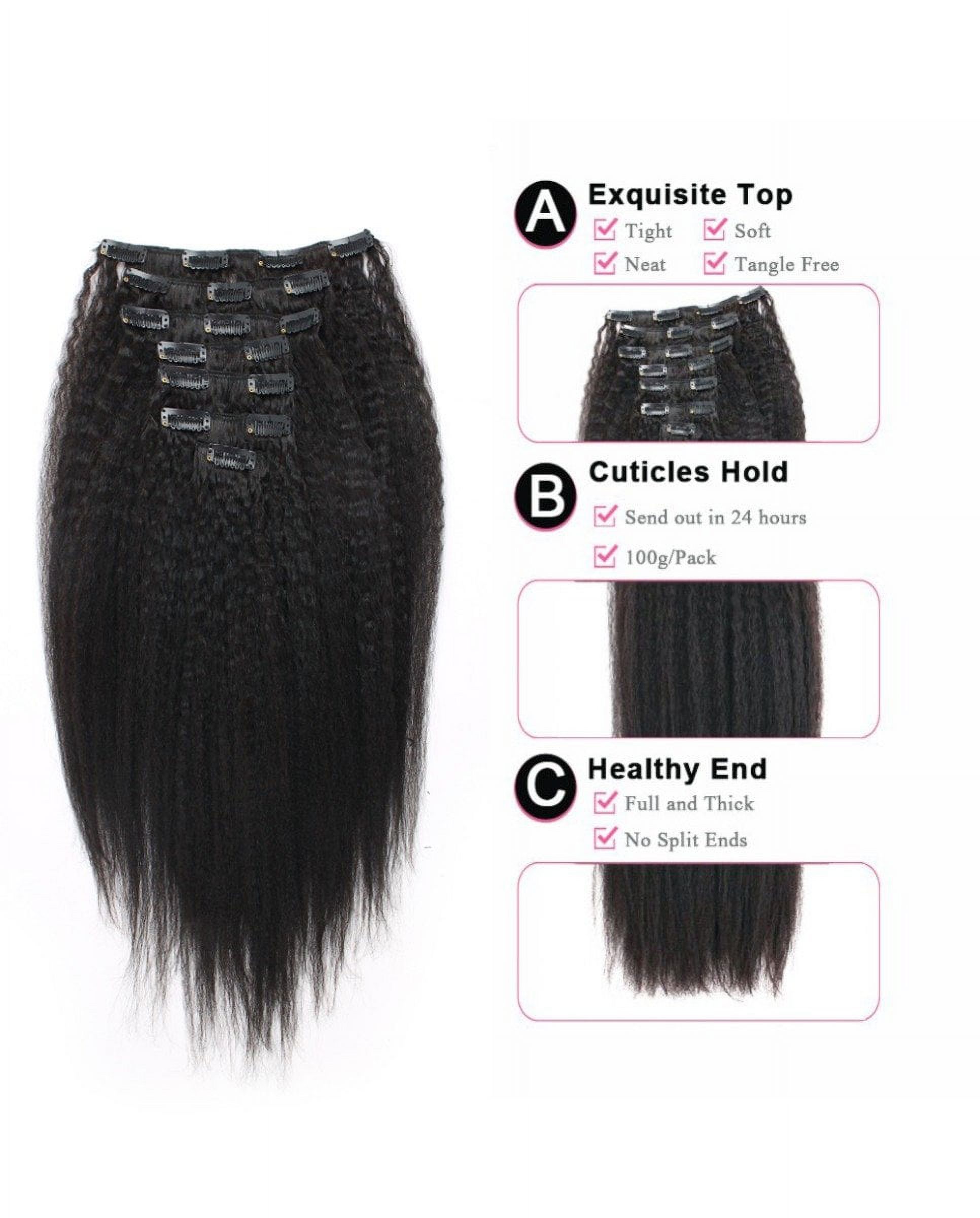 Afro Kinky Straight Clip ins 18 Inches Natural Black Full Head Naural Black 1B# 120g/set 100% Remy Human Hair