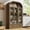 3 Door Natural, variant on Blotout 75" Tall Arched Kitchen Pantry Storage Cabinet, Farmhouse Wood Pantry Arched Cabinet with Drawer, Glass Door and Load-Bearing Steel Pipe for Dining Room Living Room