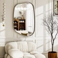thumbnail image 2 of BEAUTYPEAK 40"x26" Irregular Wall Mirror Asymmetrical Decorative Bathroom Mirror Deep Frame, Silver, 2 of 7
