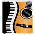 thumbnail image 3 of Ambesonne Music Shower Curtain, Piano Keys Wave and Guitar, 69"Wx70"L, Charcoal Grey Orange, 3 of 3