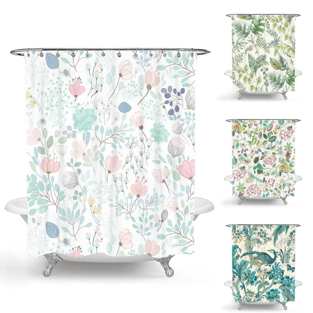 Rustic Farmhouse Shower Curtain, Farm Teal Daisy Floral Flowers and
