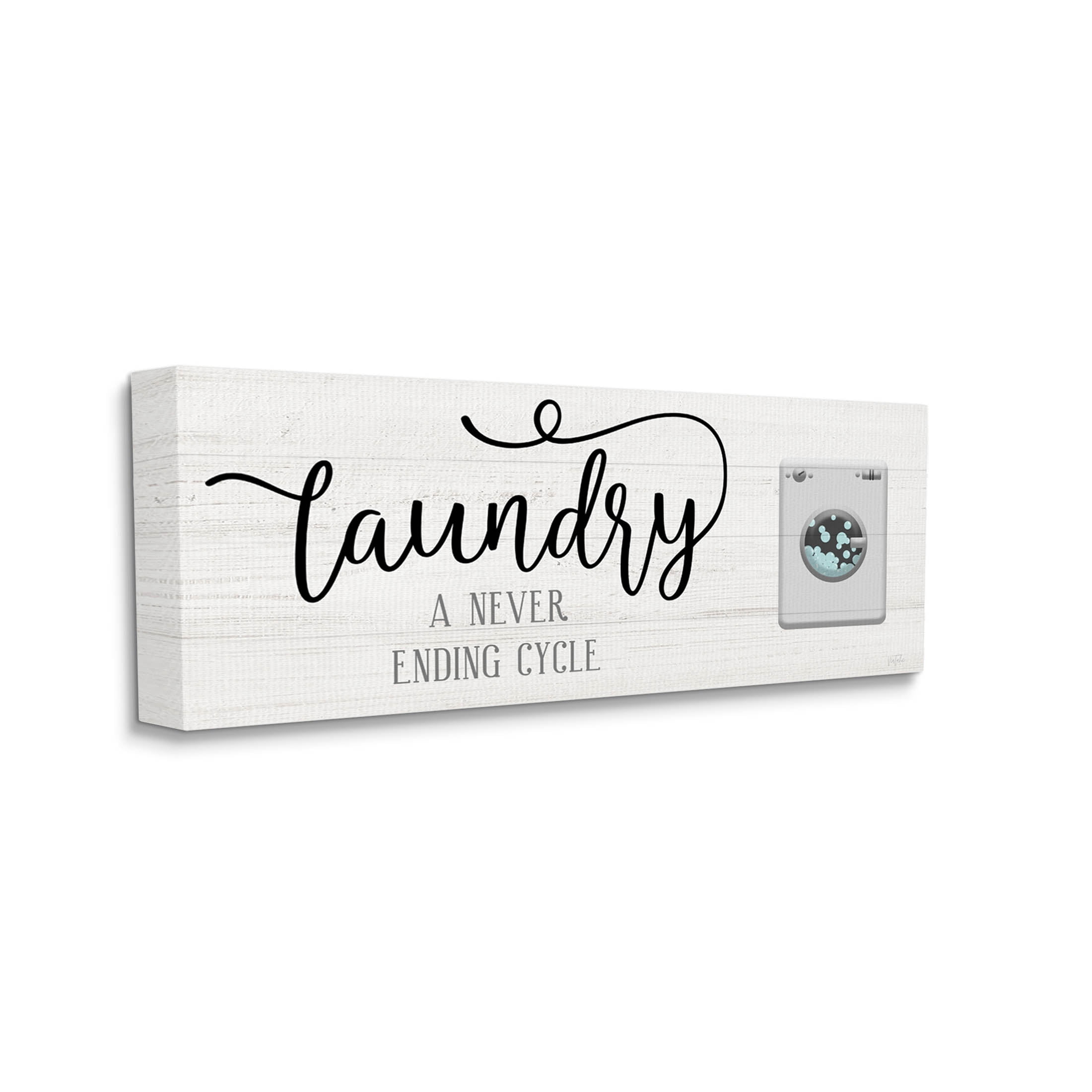 Laundry Never Ending Cycle Funny Typography Graphic Art Gallery Wrapped Canvas Print Wall Art