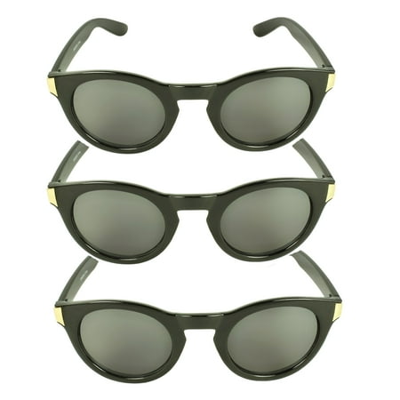 MLC Eyewear Ganam Oval Fashion Sunglasses Black Frame (SET OF 3)