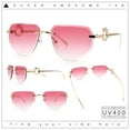 thumbnail image 2 of Cheetah Ring Jewel Arm Rimless Rectangular Bevel Lens Sunglasses Gold - Pink, 2 of 8
