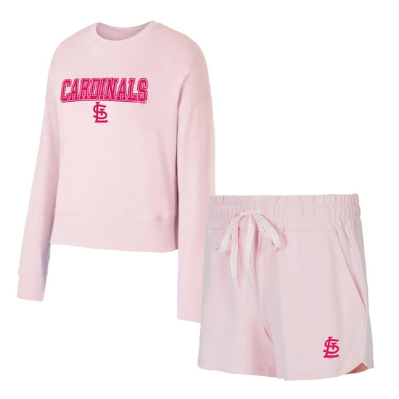 Women's-Concepts Sport Pink St. Louis Cardinals Elevation Tri-Blend Long Sleeve Top & Shorts Set