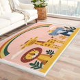 thumbnail image 4 of Zoo Lion Elephant Giraffe Printed Bedroom Rug,5x6 Area Rugs, Cartoon Animal Kids Carpet Decorations, Animals Rugs for Living Room, Non-Slip Padded Washable Low Pile Cozy Easy Clean Pet Friendly Rugs, 4 of 7