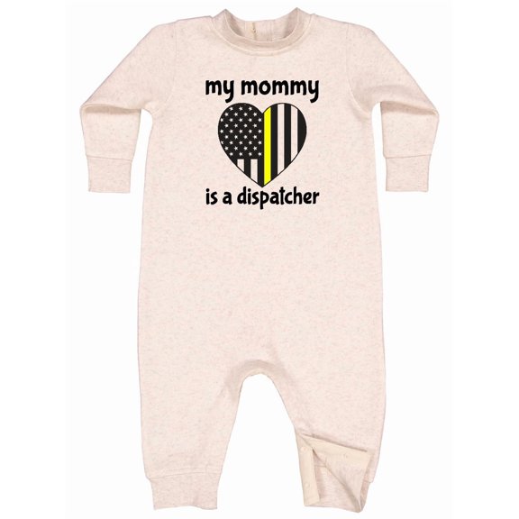 Inktastic Dispatcher Mom Emergency Gold Line Flag Baby Fleece Romper