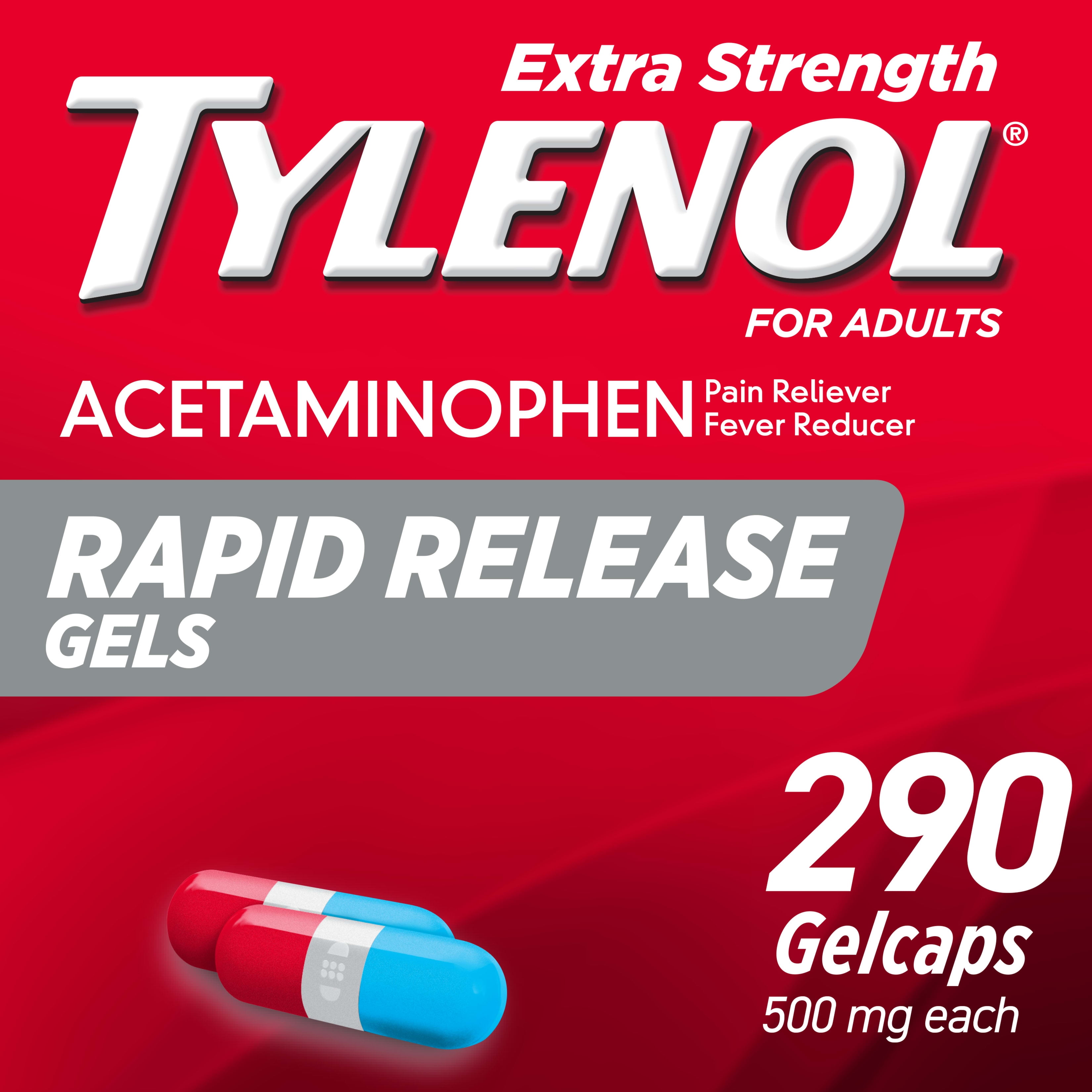 Tylenol Extra Strength Rapid Release Gels with Acetaminophen, 290 ct