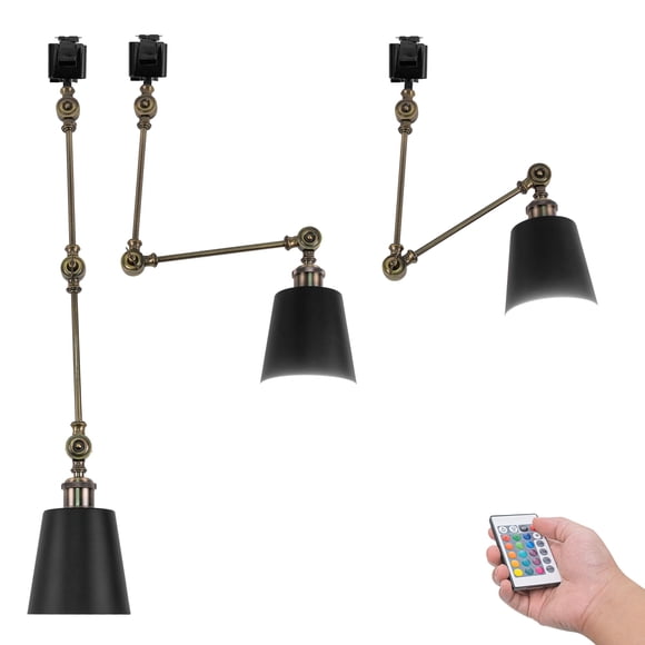 FSLiving J Type Gimbaled Track Lighting,Gimbaled Ceiling Spotlight Remote Control, Color Changing RGB Tunable White A19 Smart Bulb Mini Lights Juno Track Mounted for Beam Sloped Ceiling,Disco Ball