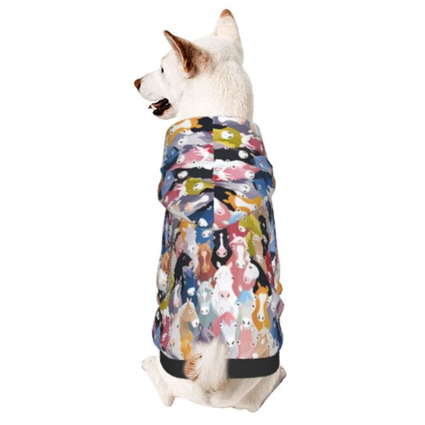 Balery Colourful Horses Sudadera con Capucha para Perros Pequeños – Ropa para Mascotas, Disfraz para Perros y Gatos, Ideal para Fiestas y Cosplay-XX-Large