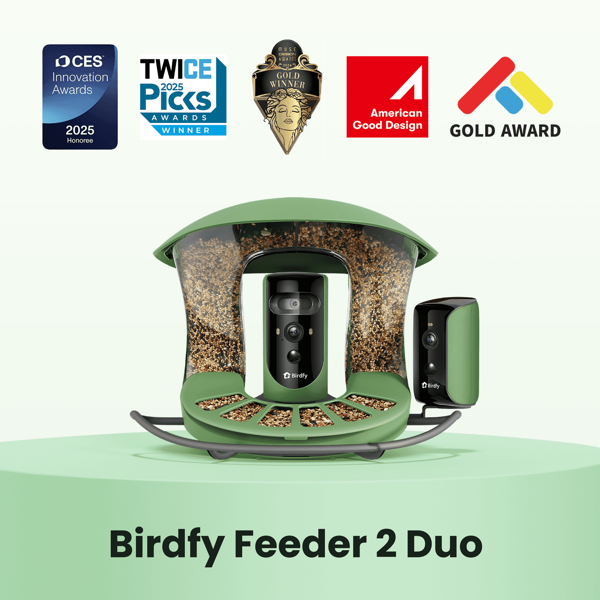 Birdfy Smart Bird Feeder with Camera, 5W Solar Powered, Dual Cameras Auto-Capture Close-Ups & Lifetime Free 99% Accurate AI Bird Identification, Perfect Gift for Bird Lovers