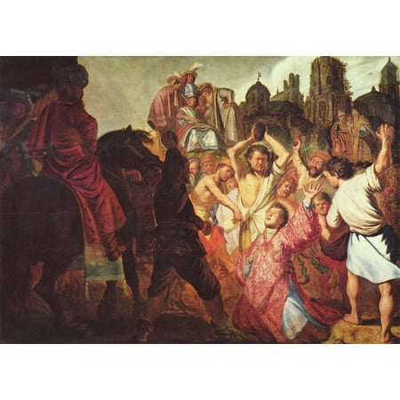 Harmensz Van - Framed Art for Your Wall Rembrandt Harmensz. van Rijn - Stoning of St. Stepahnus 10 x 13 Frame
