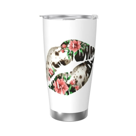

Cow Flowers Lips 20 Oz Water Bottle Insulated Tumblers Stainless Steel Cups Double Wall Tumbler with Lid