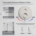 thumbnail image 4 of ANGELES HOME 10 Inch Rainfall Round Shower System, 2-Setting Rain Shower Head and Handle Set, Wall Mounted Shower Complete Combo Pressure Balancing Shower Valve, Brushed Nickel, 4 of 11
