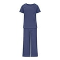thumbnail image 5 of Simua Women's Fashion Loungewear Set Solid Color Crewneck Short Sleeve T-shirt and Pants Two-piece Outfits Set, 5 of 5