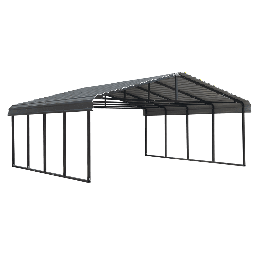 Arrow Galvanized Steel Metal Carport, 20x20, Charcoal