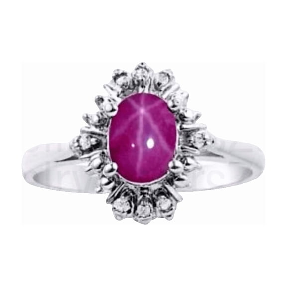 JewelryLoversZone Vintage Pink Star Ruby Ring 6-Ray Ruby Star Design 925 Sterling Silver Ring Handmade Jewelry Gift for Women Silver 3