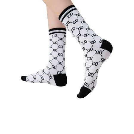 

Women s Casual Texture Crew Socks Vintage Mid-calf Socks Adults Breathable Contrast Color Letter Pattern Jacquard Socks Crew Sock