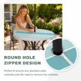 thumbnail image 4 of Round Outdoor Tablecloth with Umbrella Hole and Zipper, Turquoise Aqua Stripes Tablecloth with Elastic Waterproof, Modern Gradient Minimalist Lines Patio Table Covers for 31" - 35" Pool Tables, 4 of 9