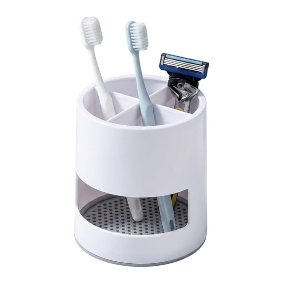 Electric Toothbrush Holder, Multi-Compartment Countertop Storage Tray for Vanity, Razor Cosmetic Brush Organizer Kitchen Utensil Holder Desktop Countertop Storage Container(White)