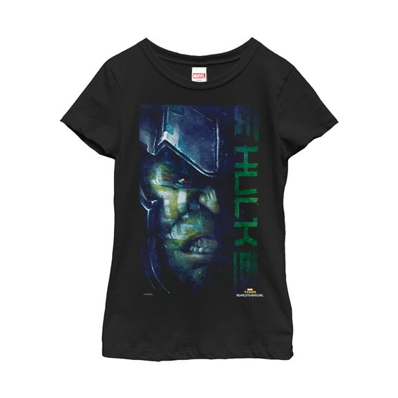 Girl's Marvel Thor: Ragnarok Hulk Face  Graphic Tee Black Small