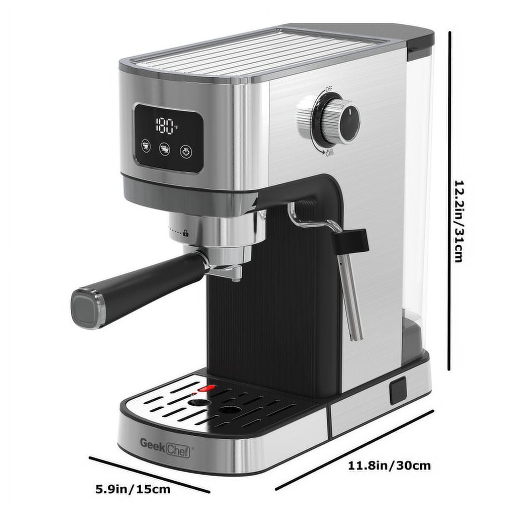 Yoneston Espresso Machine and Cappuccino & Latte Machine with Accurate Temperature & Time Control, Compact Coffee Machine for Home, Silver Finish