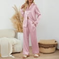 thumbnail image 6 of SUNBS Pajamas For Women Set Silky Satin Two Piece Outfits For Women Long Sleeve Nightwear Loungewear, 6 of 7