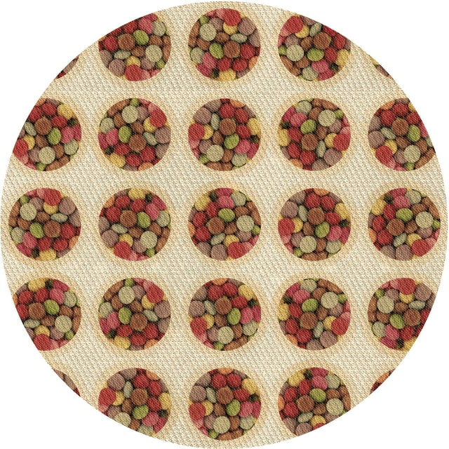 Ahgly Company Tapis d'Intérieur Rond Lavable en Machine Rouge Transitionnel, 5 Pieds Rond
