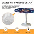 thumbnail image 6 of Blue Sport Style Elastic Fitted Round Table Cover Active Runner Rugby Athletes Waterproof Outdoor Tablecloth for Holiday Party, Picnic, Patio & Dining Fits Tables Up to 55"-60", 6 of 8