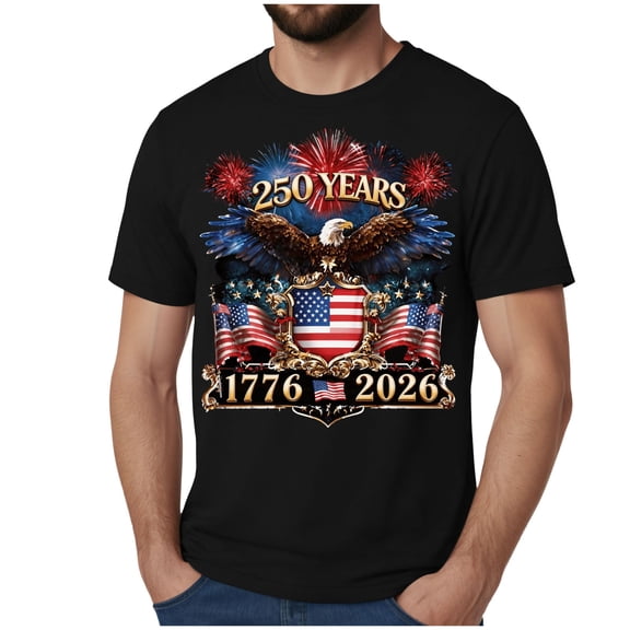 Usa Flag Shirt 4th of July Shirts for Men Mens Adult Short Sleeve Tee BlackXL (Black,M)