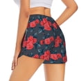 thumbnail image 2 of Uemuo Rose Flowers Pattern Women's Athletic Shorts High Waisted Running Shorts with Liner Pockets Gym Elastic Workout Shorts-, 2 of 9