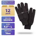 thumbnail image 3 of AMZ Supply Red Fleece Lined Brown Jersey Gloves 9.5" Work Gloves 16 oz Pack of 12, 3 of 9
