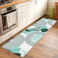 thumbnail image 2 of Kitchen Runner 2 x 6 Ft, Boho Geometric Non-Slip Residential Carpet, Aqua Ethnic Abstract Stripes Leaves Indoor Crawling Mats Runner Rugs for Living Room/Dining Room/Bedroom, 2 of 8