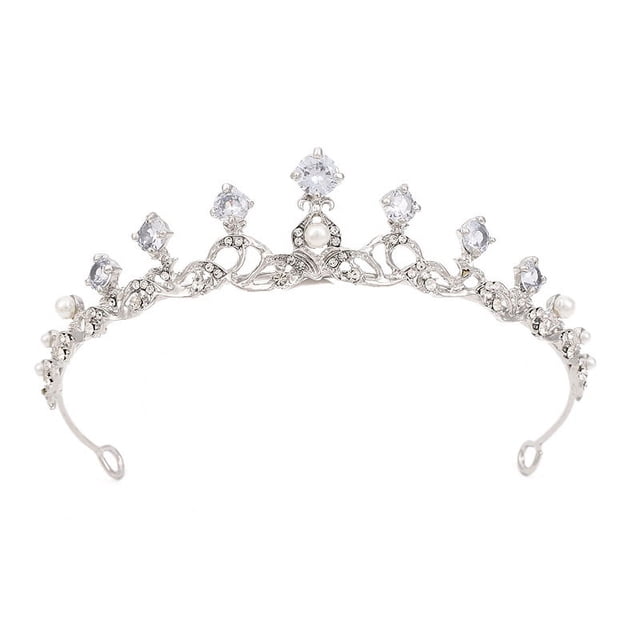 Zhuge Tiara de boda para novia, diadema de princesa, corona de novia, joyería para el cabello con diamantes de imitación de cristal, decoración para novia, cumpleaños, graduación, boda (plateada)