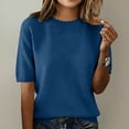 thumbnail image 4 of Duoif Womens Tops Women'S Short Sleeve Pullover Spring 2026 Fashion Crew Neck Knitted Shirt Elegant Lightweight Short Sleeve Pullover Spring Summer Navy XXL, 4 of 4